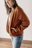 Enchanting Embers Zip Front Quilted Copper Jacket