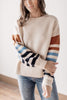 Color Me Autumn Round Neck Ivory Striped Sweater