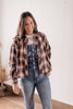 Scarecrow Patches Frayed Cropped Navy Long Sleeve Flannel