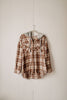Bonfire Nights Tan Plaid Hooded Flannel Jacket