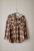 Bonfire Nights Tan Plaid Hooded Flannel Jacket
