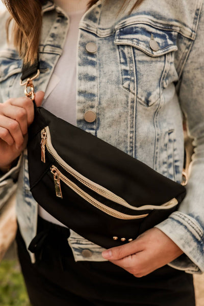 Blakely Bum Zippered Black Sling Bag