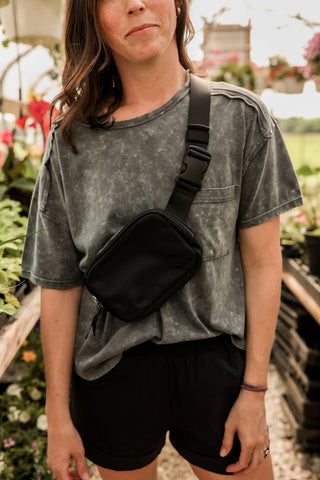 Nadya Nylon Bum Zippered Sling Bag - Olive & Black