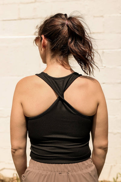 Radiant Runner Ribbed Twisted Racerback Sports Bra Crop