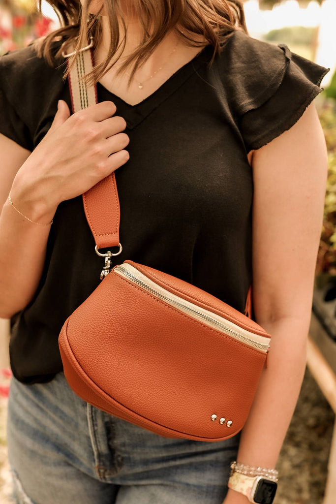 Sutton Crossbody Brown Zippered Sling Bag