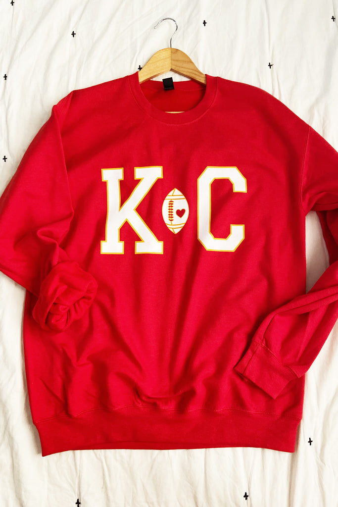 Love KC Chiefs Football Crew Sweatshirt