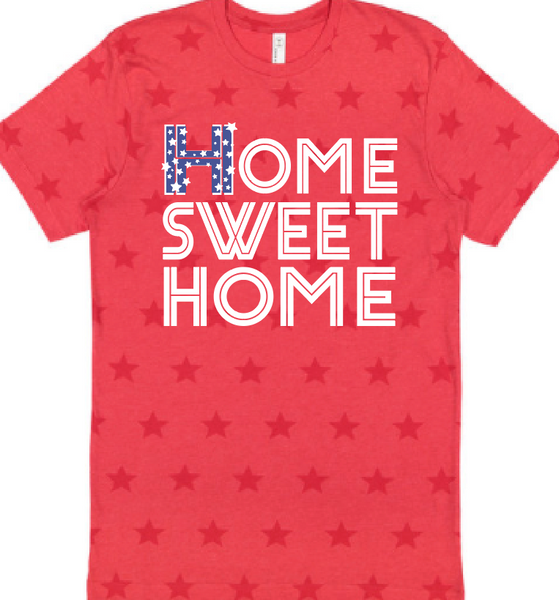 Home Sweet Home Red Star Flag Tee - Rustic Honey