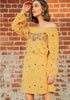 Spring Fling Floral Embroidered Dress - Mustard Gold