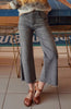 Gray Wide Leg Crop Frayed Jeans - Risen Denim