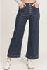 Dark Wide Leg Button Front Jeans - Risen Denim