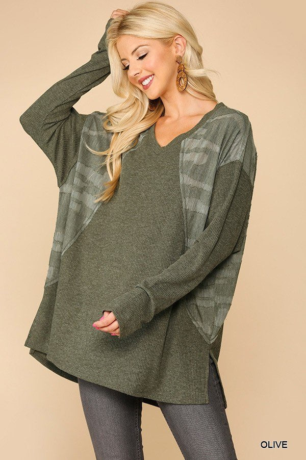 Fall-en For You Olive Dolman Long Sleeved Knit Tunic Top