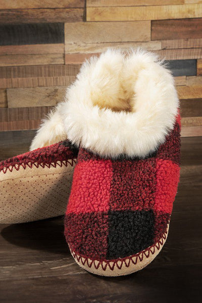 Cozy Buffalo Check Fur Lining Non-Slip Slippers - Two Colors