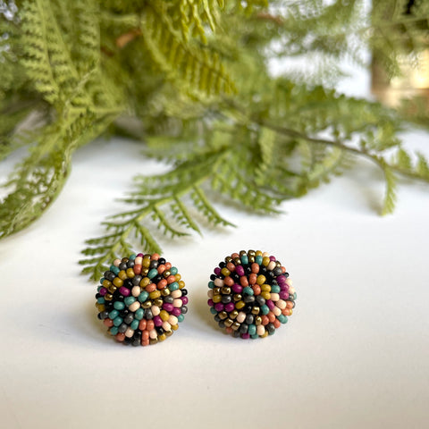 RESTOCK - In Full Color Handmade Beaded Stud Earrings - Two Colors