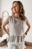 Hello Sunshine Round Neck Peplum Sleeveless Tank - Gray