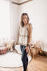 Flower Child Layered Shoulder Tied Cream Floral Peasant Top