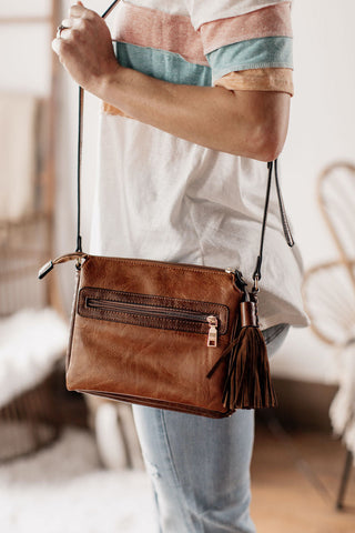 RESTOCK The Wanderer Leather Cross-Body Bag With Fringe Tassel