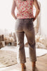 Gray Wide Leg Crop Frayed Jeans - Risen Denim