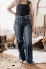 High Rise Medium Wash Wide Leg Denim Jeans - Risen Denim