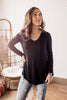 Comfort Basic Black Long Sleeve V-neck Tee