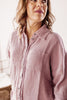 Frayed Cotton Crinkle Button Down Shirt - Light Rose
