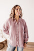 Frayed Cotton Crinkle Button Down Shirt - Light Rose