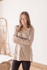 Taupe Waffle Knit V-Neck Tunic Top