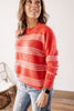 Candy Cane Lane Red Textured Striped Crew Neck Sweater