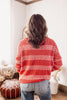 Candy Cane Lane Red Textured Striped Crew Neck Sweater