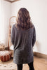 Brushed Drawstring Turtle Neck Tunic Sweater - Black