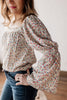 Good Luck Charm Cream & Gold Floral Peasant Blouse With Bell Sleeve