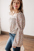 Good Luck Charm Cream & Gold Floral Peasant Blouse With Bell Sleeve