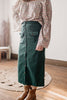 Fields of Clover Corduroy Green Button Down Skirt with Pockets