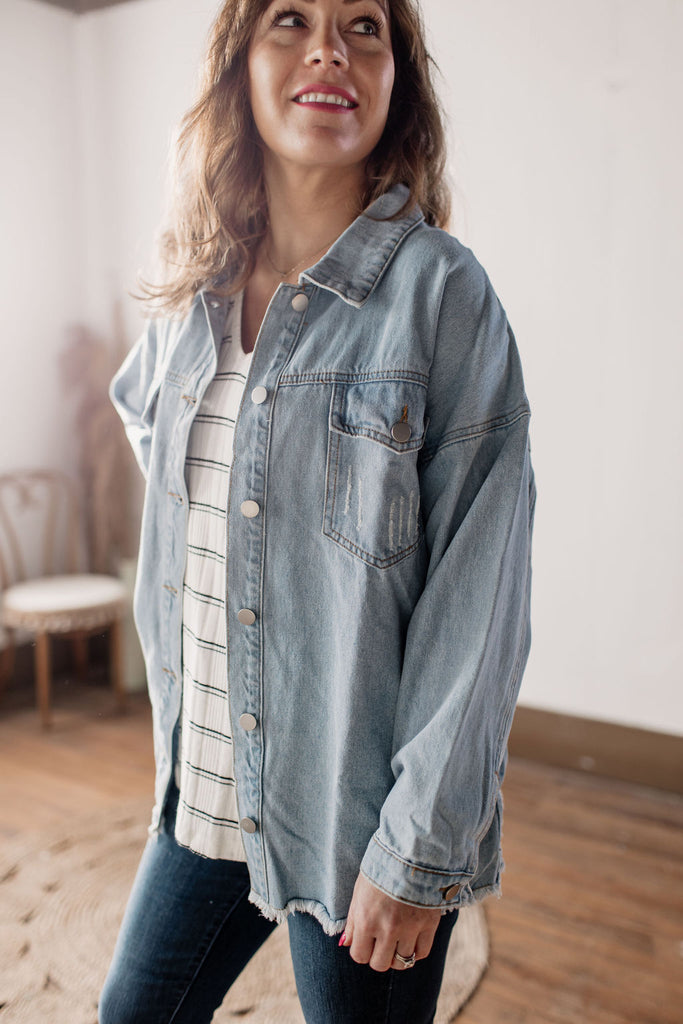 RESTOCK Waiting for Spring Light Wash Button Down Denim Jacket