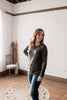 Loyally Yours Tulip Hem Long Sleeve Brushed Charcoal Knit Top
