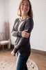 Loyally Yours Tulip Hem Long Sleeve Brushed Charcoal Knit Top