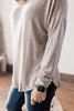 Blushing Beauty Gray Striped Long Sleeve Brushed Top