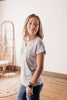 Gray Thermal Layering Tee With Pocket & Cuffed Cap Sleeve