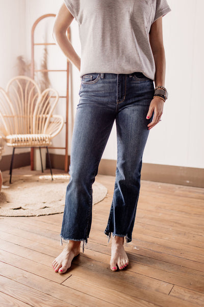 Judy Blue Mid Rise Cropped Bootcut with Step Hem Jeans