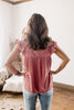 Outdoor Concert Mauve Ruffle Cap Square Neck Blouse