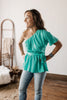 Dance Like No One’s Watching One Shoulder Turquiose Blouse