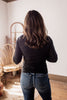 Witches Eve Square Neck Fitted Long Sleeve Black Blouse