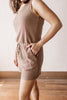 Spontaneous Vacation Knit Mocha Romper With Drawstring Waist