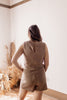 Spontaneous Vacation Knit Mocha Romper With Drawstring Waist