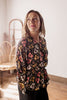 Put A Spell On You Black Floral Elastic Waist V-neck Blouse