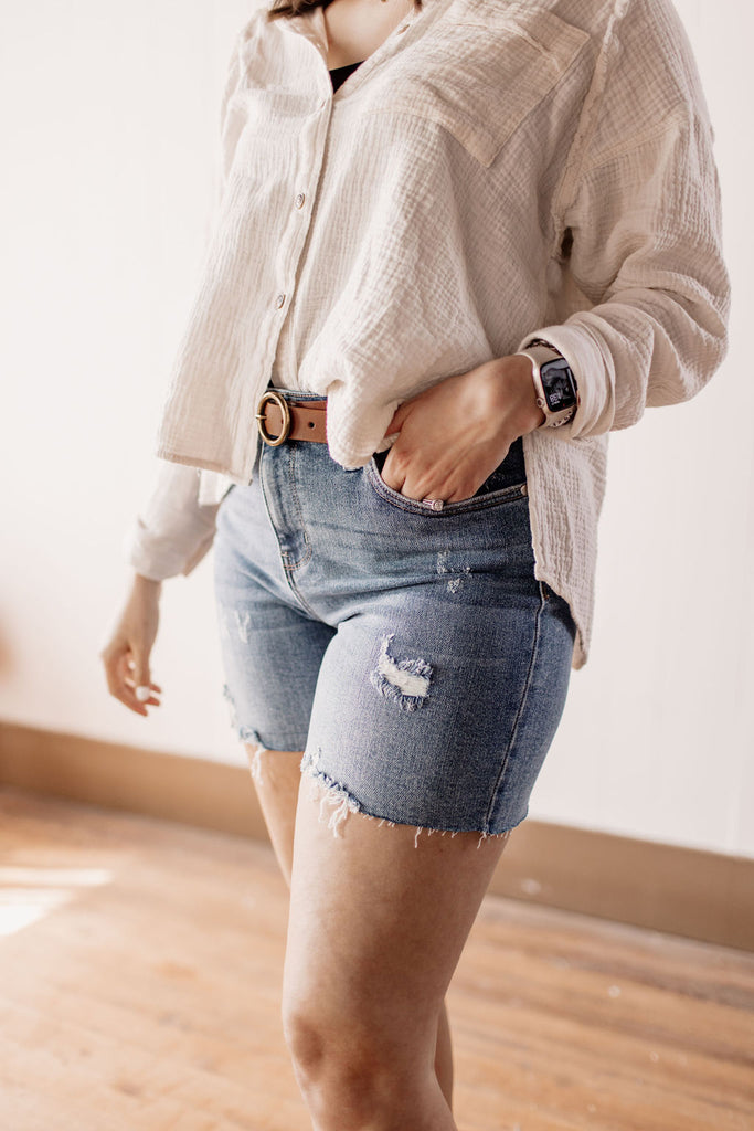 Sunny Days High Waist Raw Edge Cutoff Judy Blue Shorts
