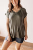Olive Comfort Basic V-neck Tee - Bamboo Fabric