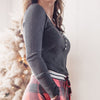 Snow Day Fun Charcoal Thermal Henley Top