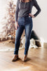 Judy Blue High Waist Side Slit Frayed Hem Dark Wash Skinny Jeans