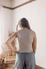 Goodbye Summer Round Neck Front Pocket Ribbed Knit Tank- Gray