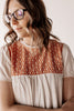 Home Sweet Home Ivory & Rust Peasant Floral Embroidered Top